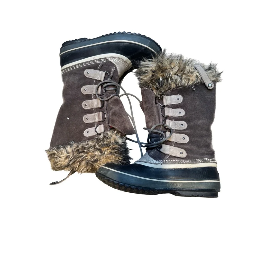 Sorel Joan of Arctic Women's Size 10 Brown Waterproof‎ Snow Boots Faux Fur Lace